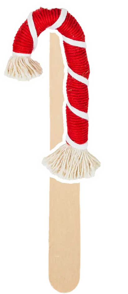 Candy cane on a popsicle stick.